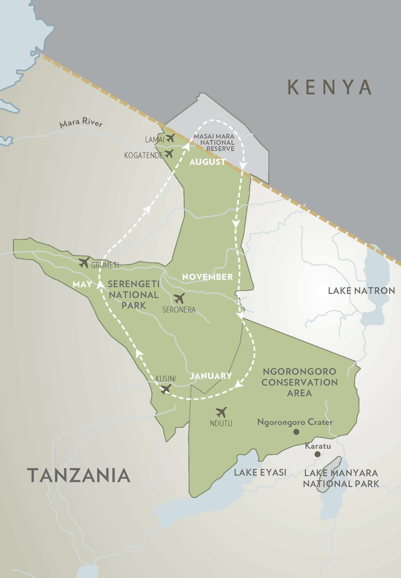 wildebeest migration route